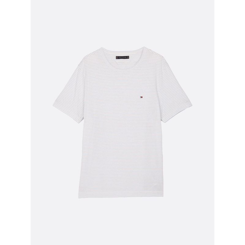 TOMMY HILFIGER - Camiseta gris de lino con diseño de rayas Tommy Hilfiger