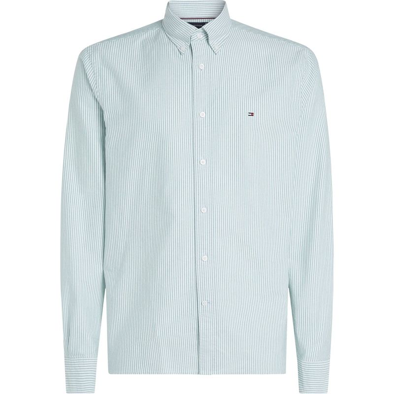TOMMY HILFIGER - Camisa verde claro Heritage de rayas con corte regular Tommy Hilfiger