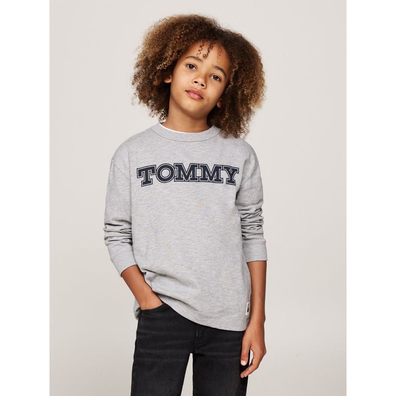 TOMMY HILFIGER - Camiseta Niño Gris De Manga Larga Flags Patches Tommy Hilfiger