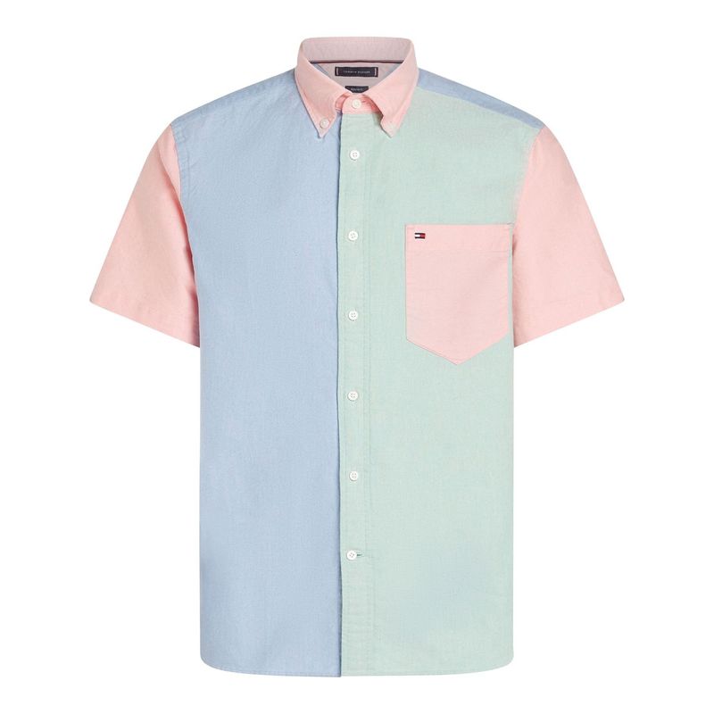 TOMMY HILFIGER - Camisa celeste Heritage oxford con diseño colorblock Tommy Hilfiger