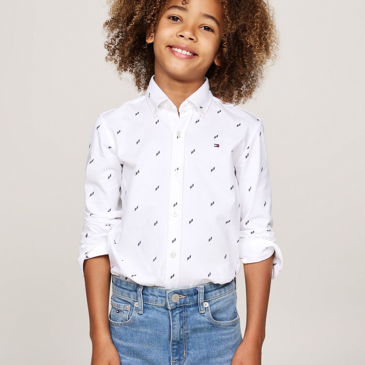 TOMMY HILFIGER - Camisa Blanca Niño Con Estampado De Rayas Tommy Hilfiger