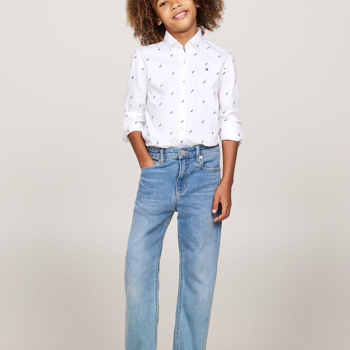 TOMMY HILFIGER - Camisa Blanca Niño Con Estampado De Rayas Tommy Hilfiger