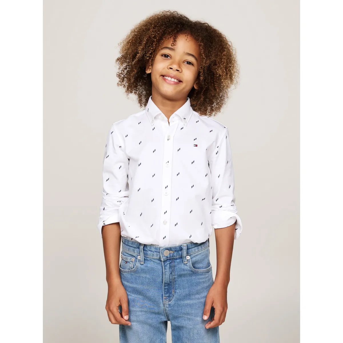 TOMMY HILFIGER - Camisa Blanca Niño Con Estampado De Rayas Tommy Hilfiger