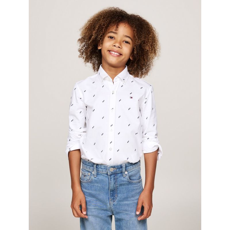 TOMMY HILFIGER - Camisa Blanca Niño Con Estampado De Rayas Tommy Hilfiger