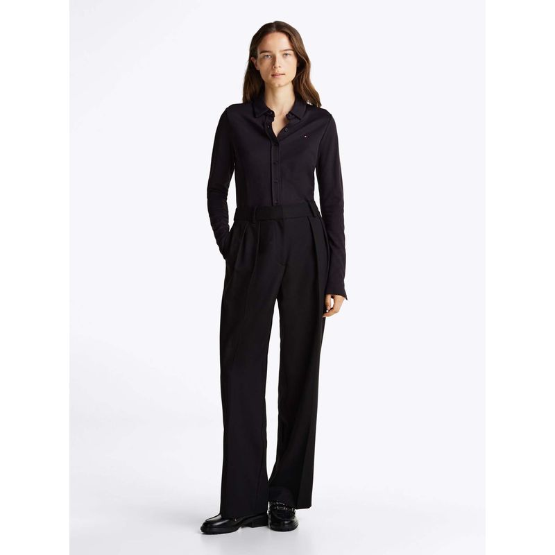 TOMMY HILFIGER - Camisa negra slim con aberturas en los puños Tommy Hilfiger
