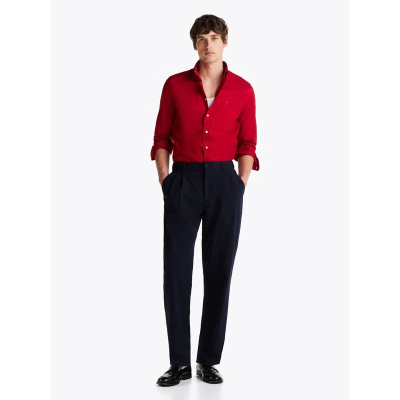 TOMMY HILFIGER - Camisa roja TH Flex regular de popelín Tommy Hilfiger