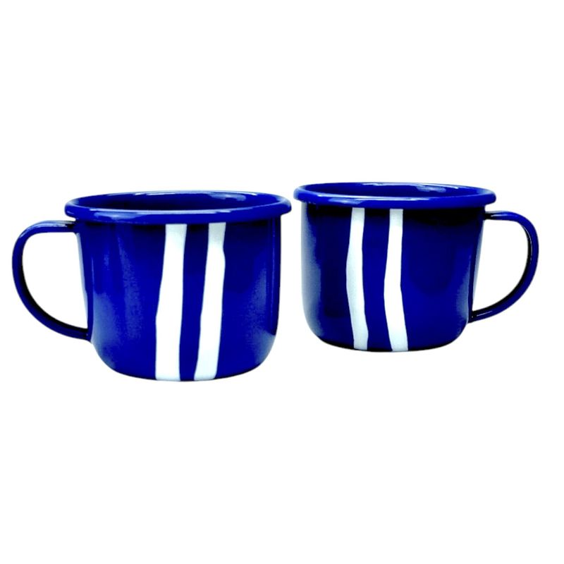 MACUIRA - Mugs de Peltre Esmaltado Set x 2 Azul 600 ml
