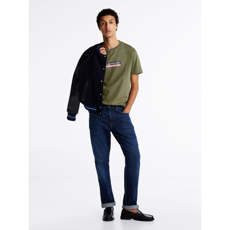 TOMMY HILFIGER - Camiseta verde con logo cuadrado en el pecho Tommy Hilfiger