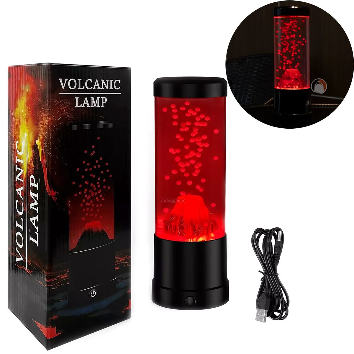 ZOCOCIO - Lampara Volcán Con Lava Decorativa Led Multicolor Movimiento