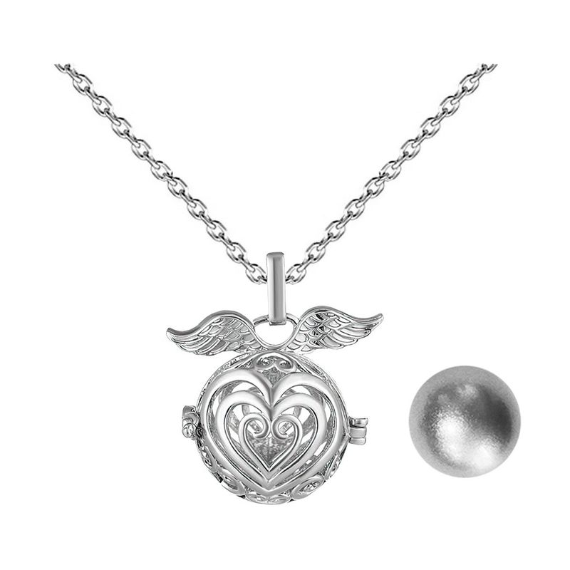 DAYOSHOP - Collar Llamador De Angel Corazon Corazon Cascabel + Estuche