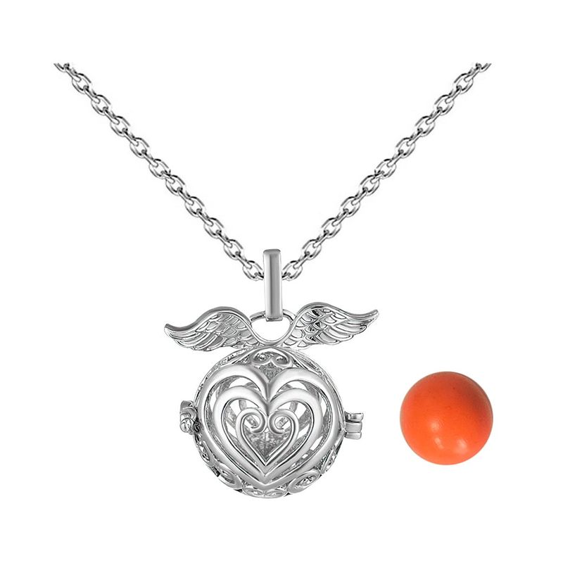 DAYOSHOP - Collar Llamador De Angel Corazon Corazon Cascabel + Estuche