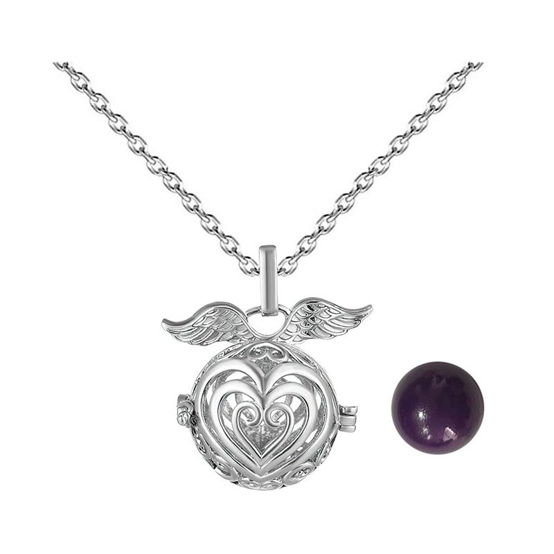 DAYOSHOP - Collar Llamador De Angel Corazon Corazon Cascabel + Estuche