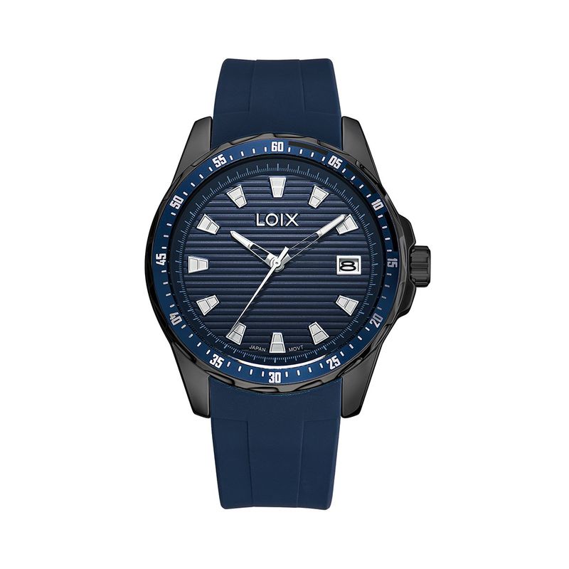 LOIX - Reloj  Hombre L2136-4 Azul con negro bisel azul, tablero azul