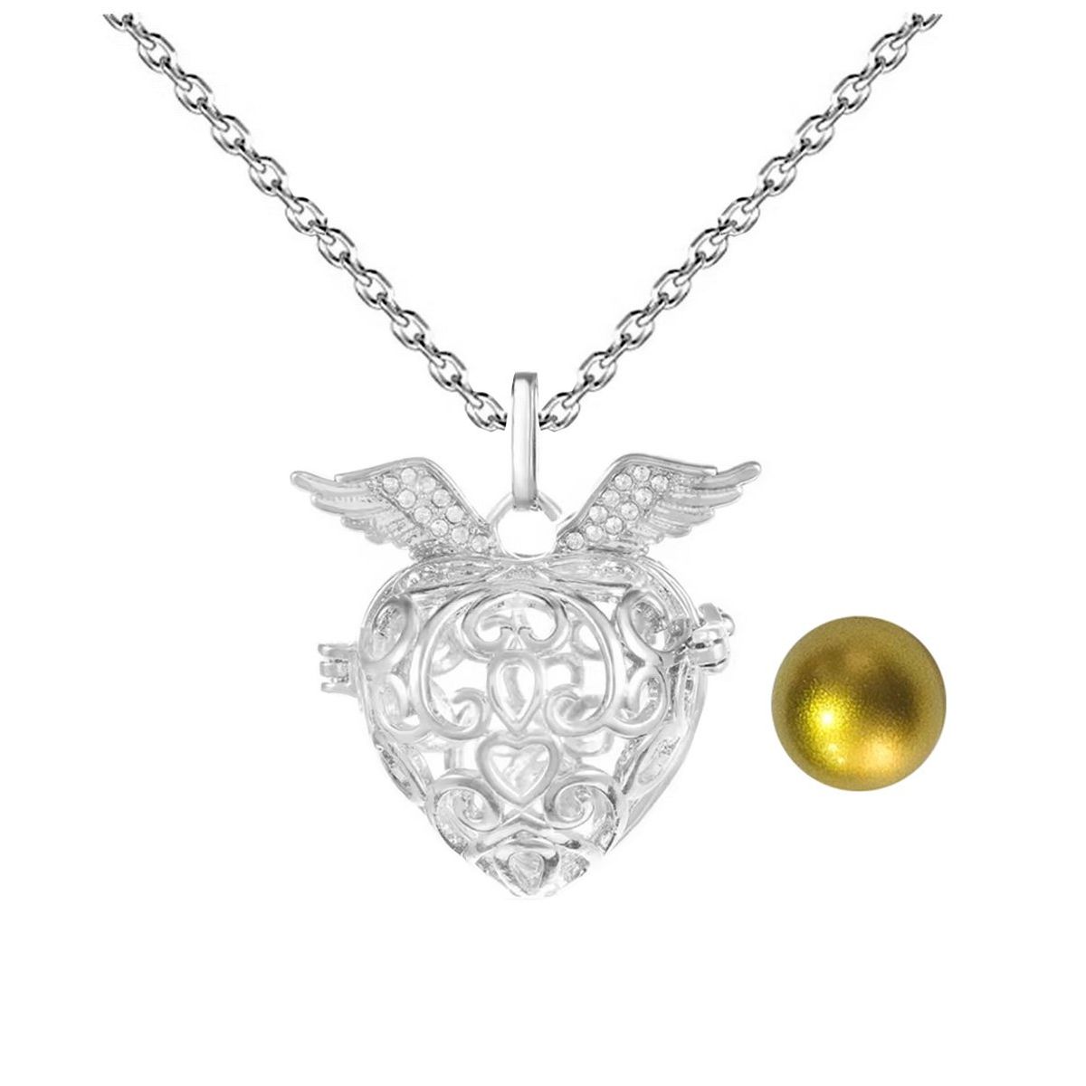 DAYOSHOP - Collar Llamador De Angel Corazon Tribal Cascabel + Estuche
