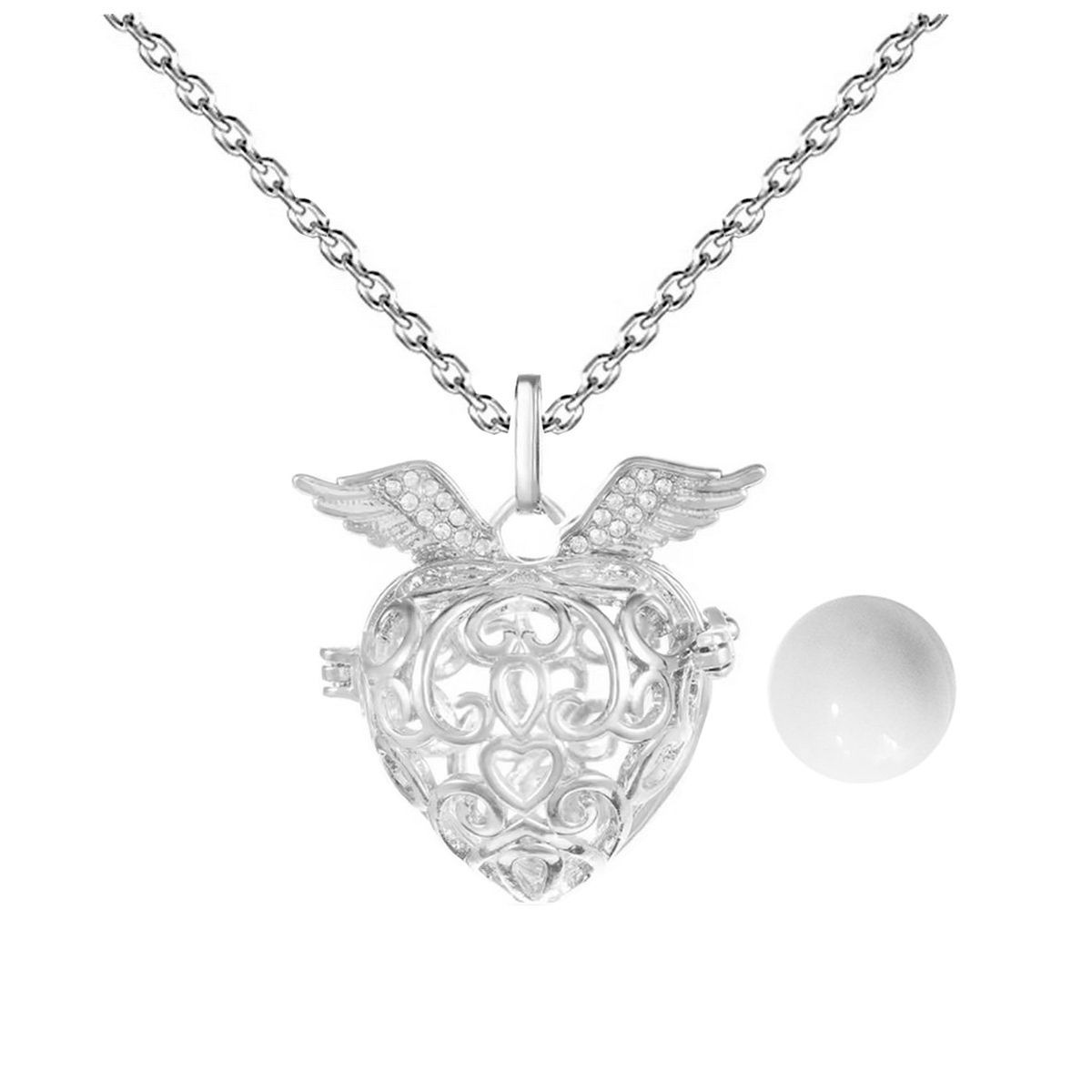 DAYOSHOP - Collar Llamador De Angel Corazon Tribal Cascabel + Estuche