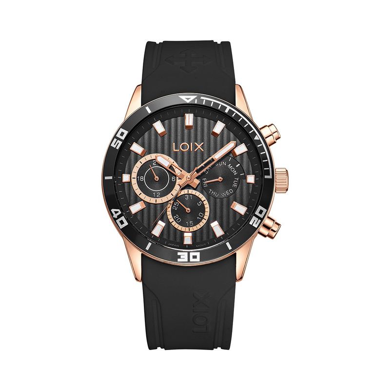 LOIX - Reloj  Hombre L2141-4 Negro con oro rosa, tablero negro