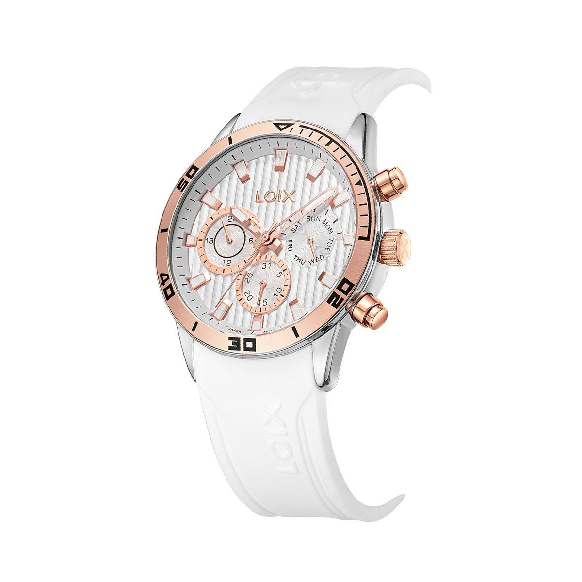 LOIX - Reloj  Hombre L2141-5 Blanco con plateado bisel oro rosa
