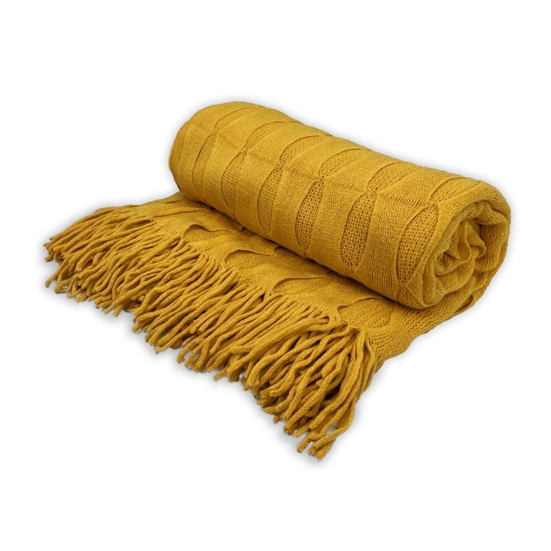 GENERICO - Manta Cobija Frazada Suave Tejida Decor 152x127cm Refjade Amarillo