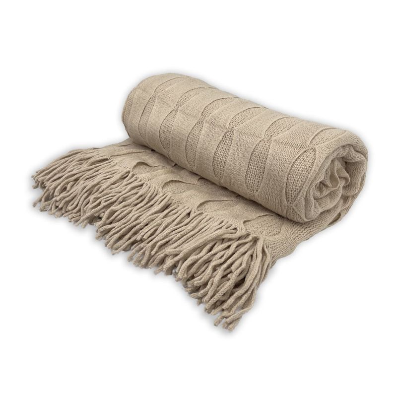 GENERICO - Manta Cobija Frazada Suave Tejida Decor 152x127cm Refjade Beige