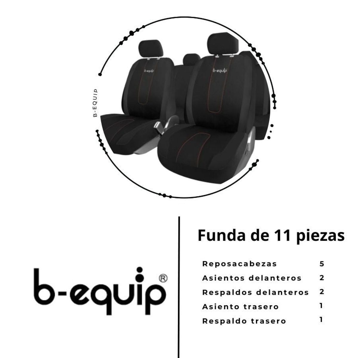 B EQUIP - Set Fundas Cubre Asiento Forro Carro B-equip ADV1462BK