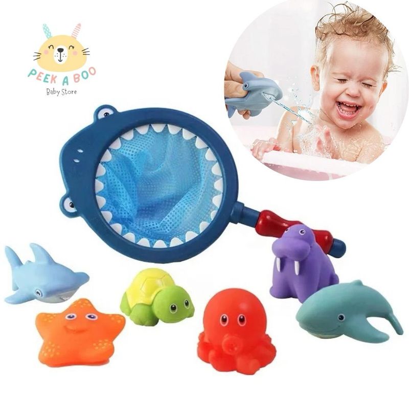 GENERICO - Juguetes Para Baño De Niños Con Animalitos y Una Red Nuevo