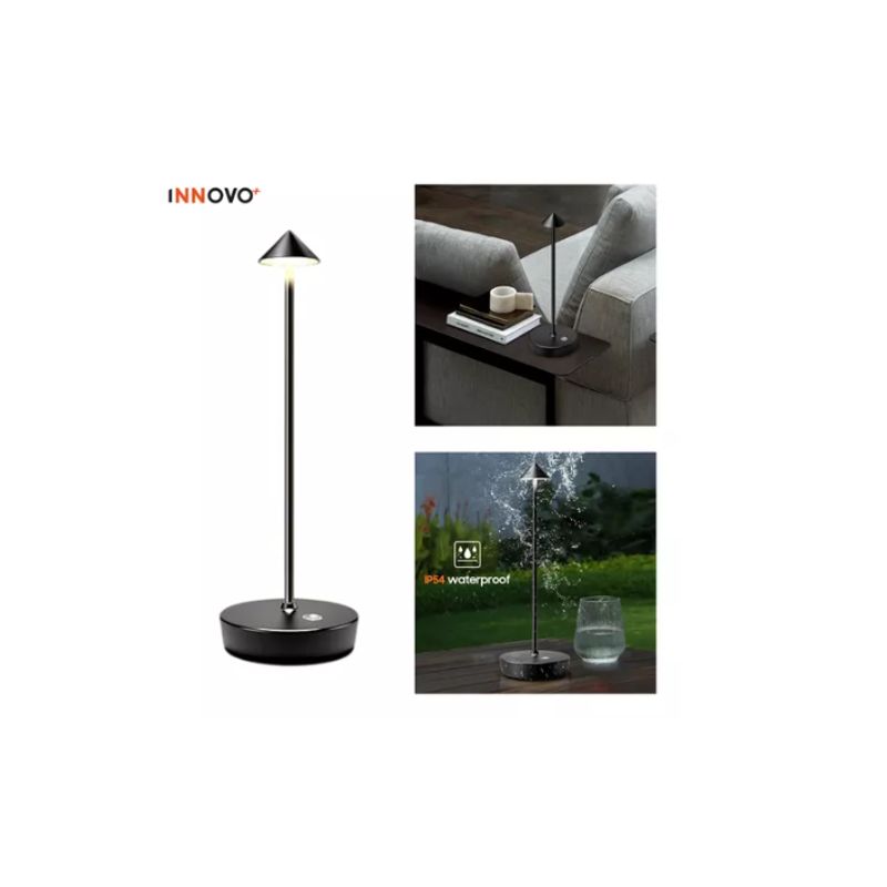 INNOVA - Lámpara Táctil De Mesa Pico Metálica De Lujo Recargable 3 Tonos Led