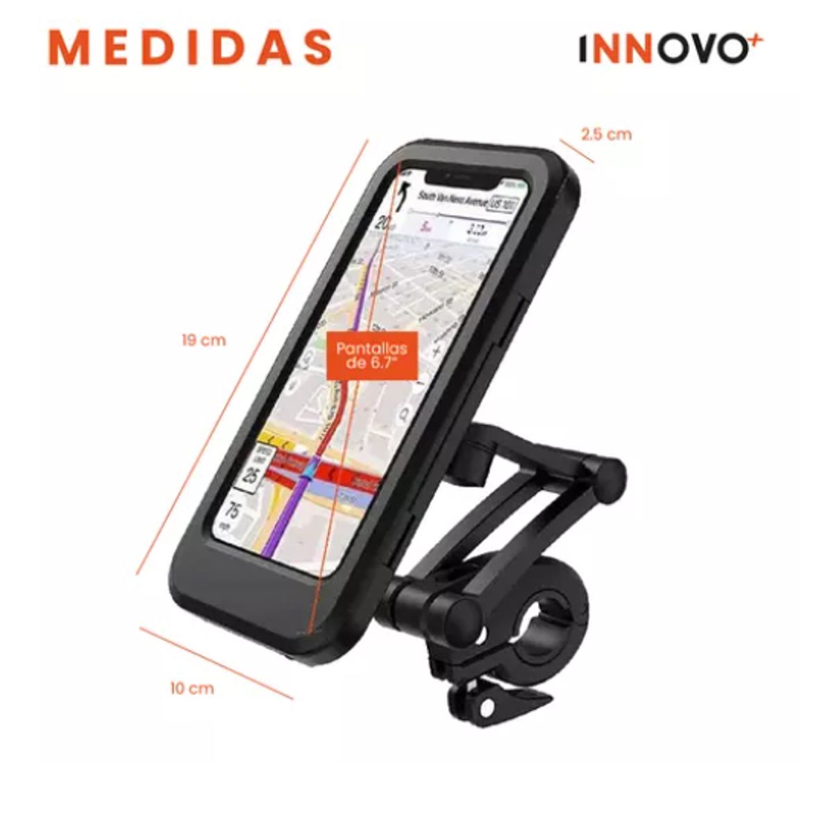 INNOVA - Soporte Para Celular De Moto Bicicleta Ajustable Universal