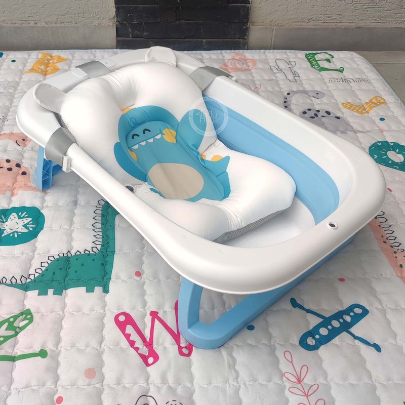 INDUHOGAR - Bañera tina para bebe plegable con termometro mas cojín dino