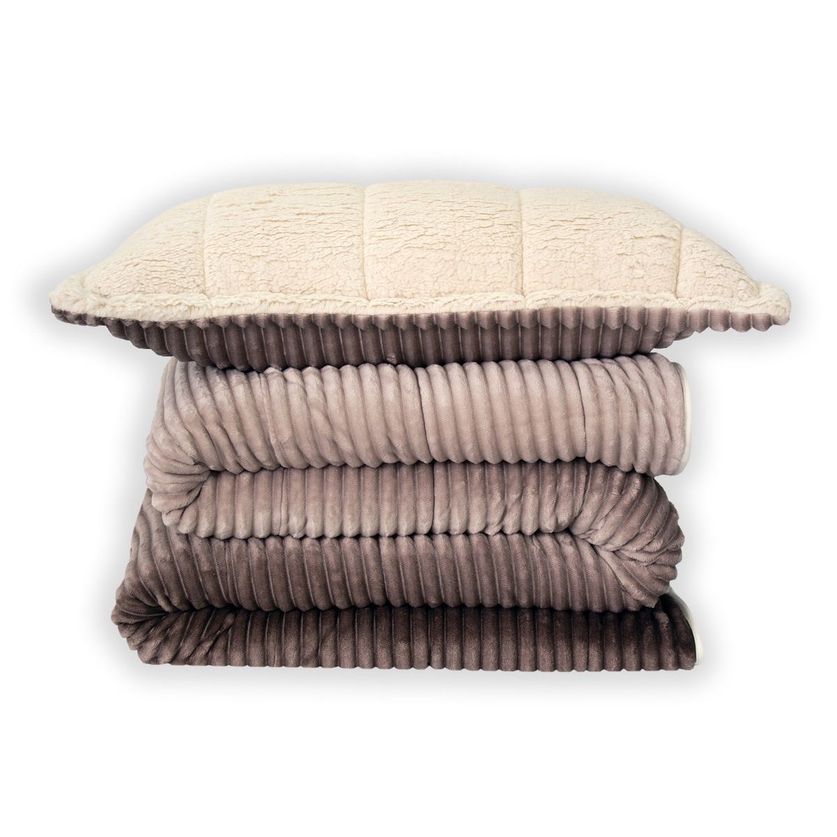 GENERICO - Cubrelecho Ovejero Piel De Durazno Acanalado Degrade