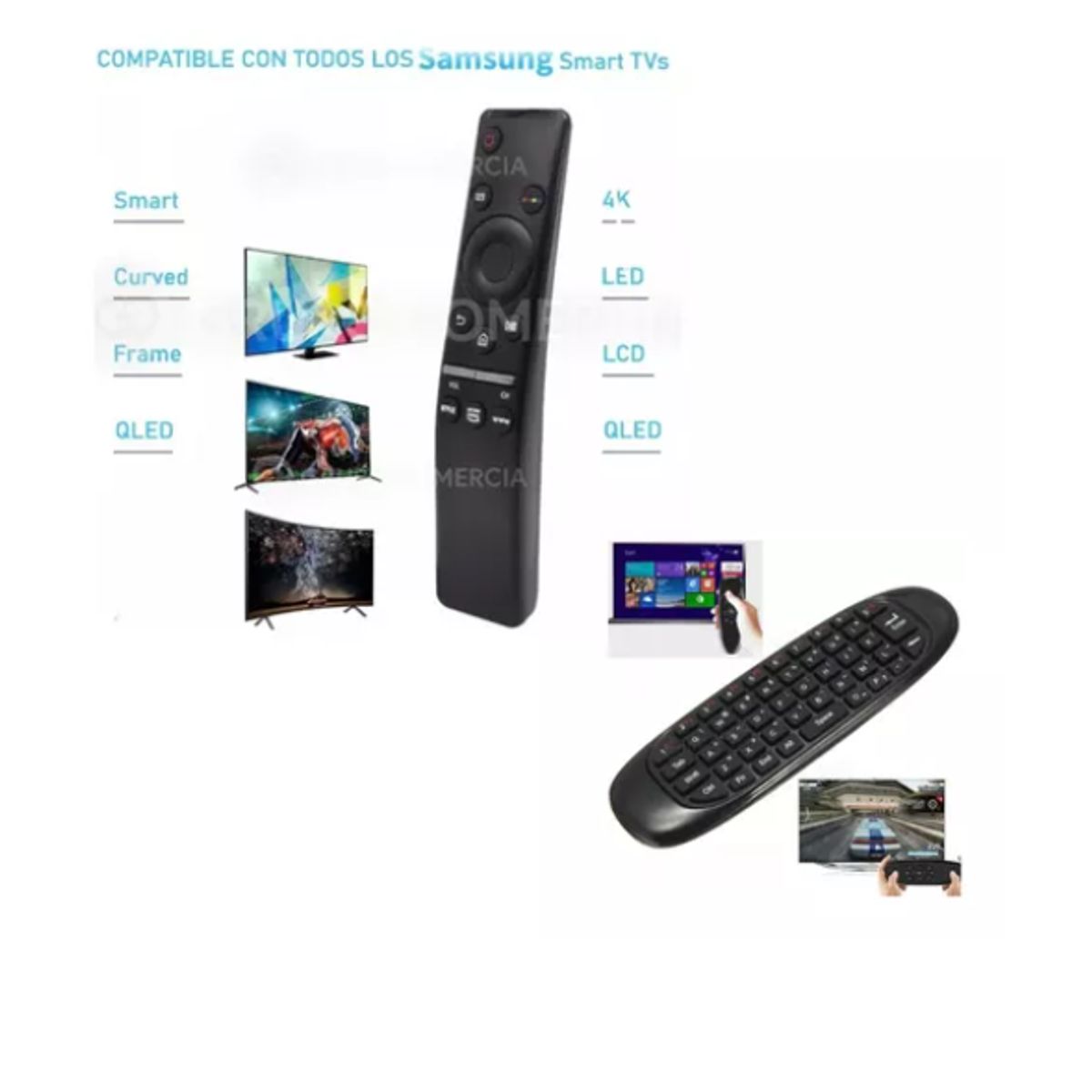 INNOVA - Control Remoto Compatible Smart tv Con Air Mouse Teclado Universal Usb