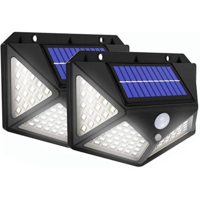 GENERICO - Lámpara Solar 100 Led Exterior Sensor Movimiento Seguridad