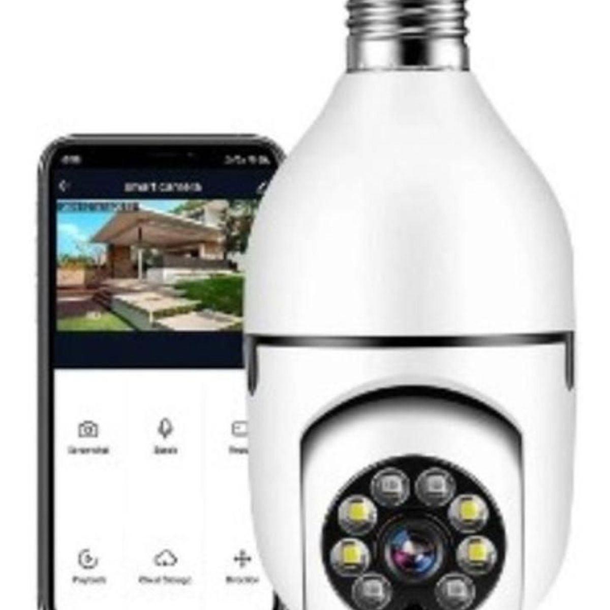 GENERICO - Cámara Robótica Tipo Bombillo Wifi 360° Visión Nocturna + Ob