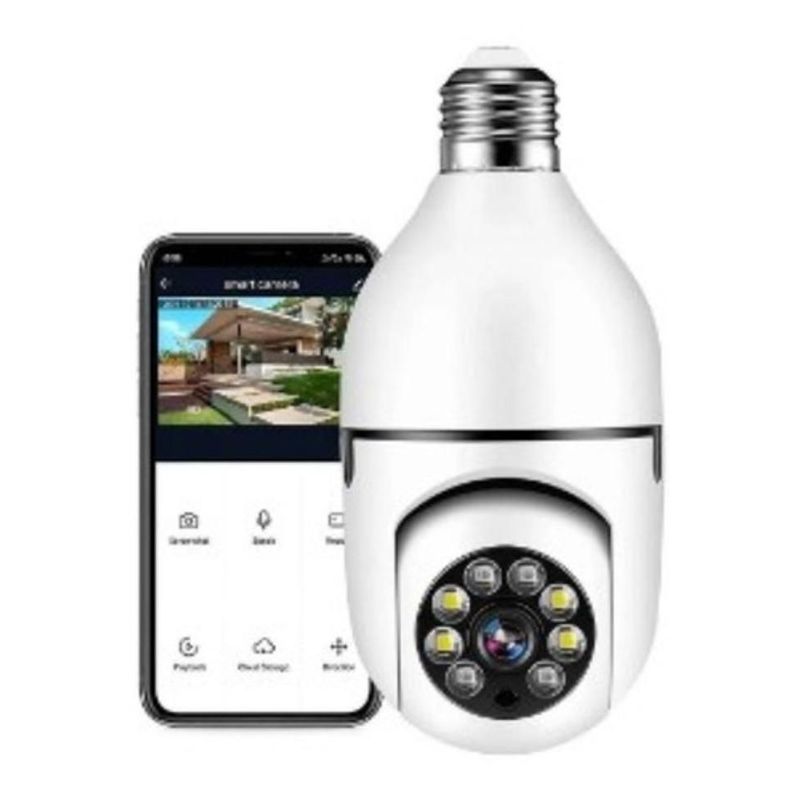 GENERICO - Cámara Robótica Tipo Bombillo Wifi 360° Visión Nocturna + Ob