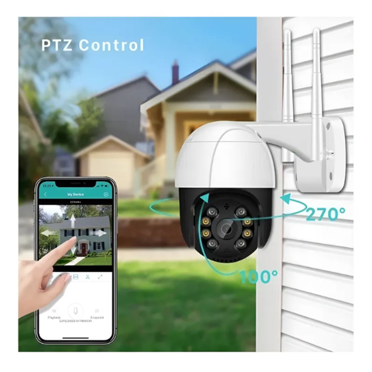 GENERICO - Camara Robotica Para Exteriores Wifi Full Hd 1080p Ptz Zoom Blanco