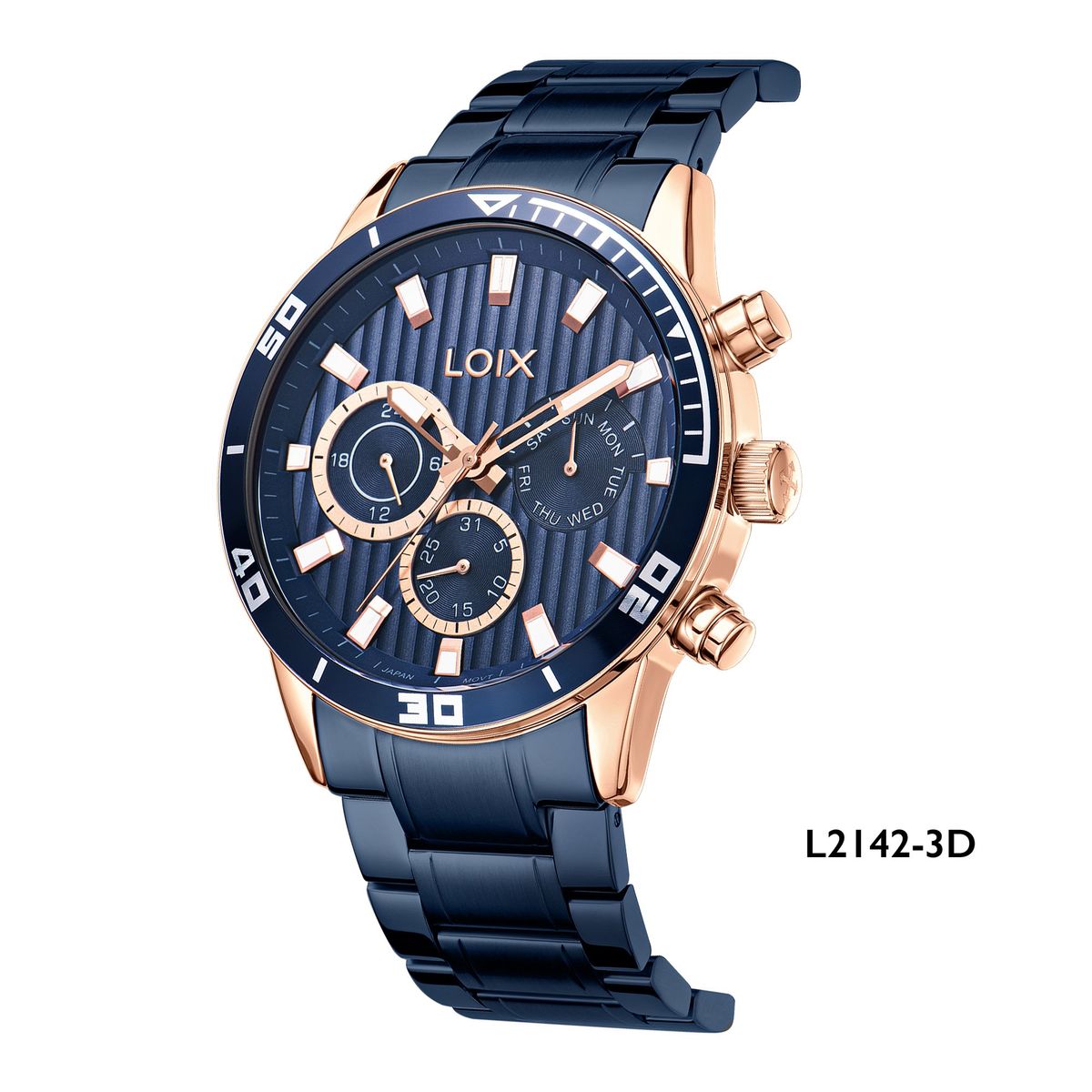 LOIX - Reloj  Hombre L2142-3 Azul con oro rosa, tablero azul