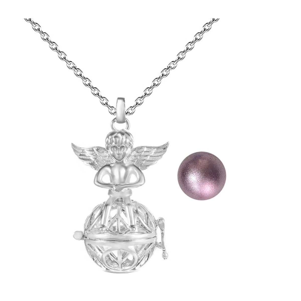 DAYOSHOP - Collar Llamador De Angel Figura Amor Y Paz Cascabel +estuche