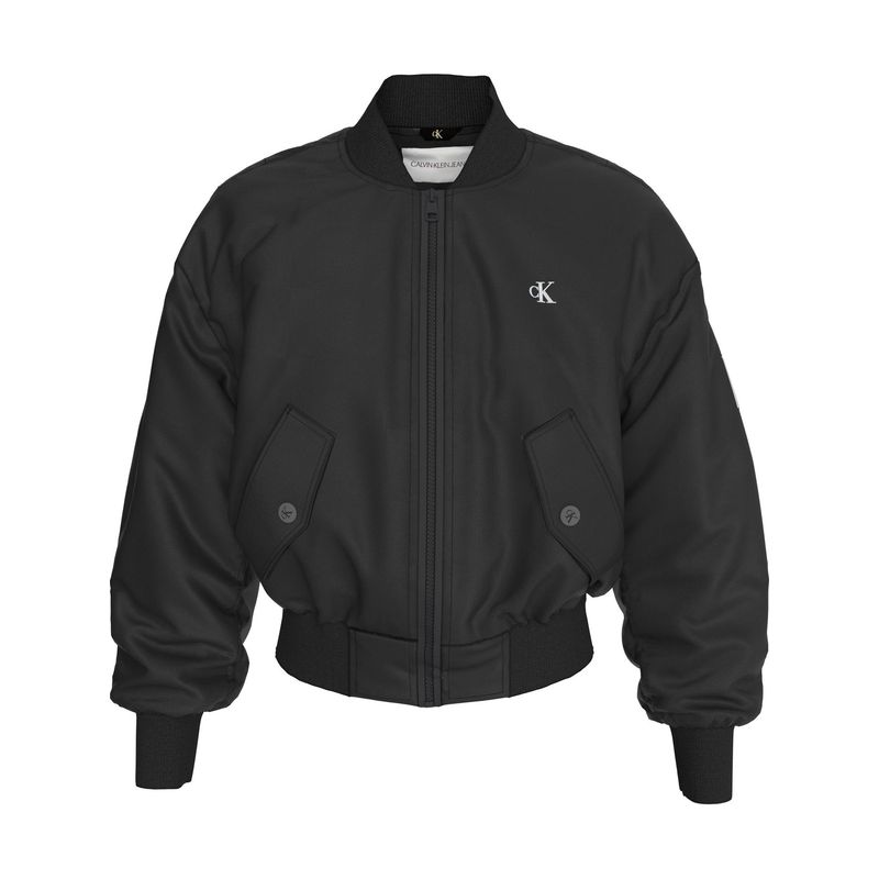 CALVIN KLEIN - Chaqueta negra bomber holgada de satén Calvin Klein