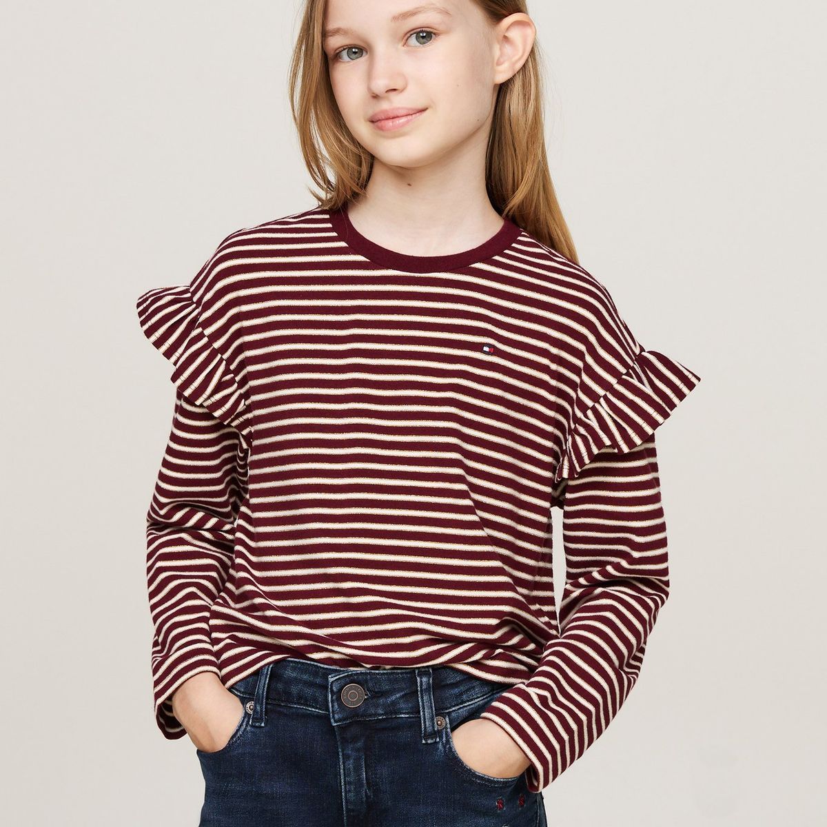 TOMMY HILFIGER - Camiseta Niña Vino De Rayas Con Efecto Lúrex Tommy Hilfiger