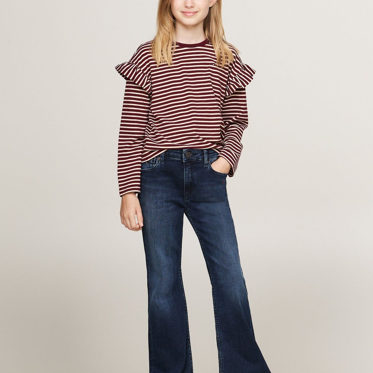TOMMY HILFIGER - Camiseta Niña Vino De Rayas Con Efecto Lúrex Tommy Hilfiger