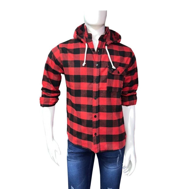MODA EN CIRCUITO - CAMISA LEÑADORA PARA HOMBRE CON CAPOTA REMOVIBLE