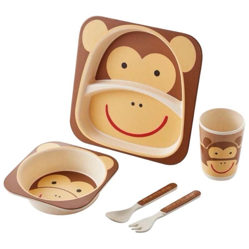 GENERICO - Set De Vajilla Para Bebés Y Niños 5 Piezas Mono