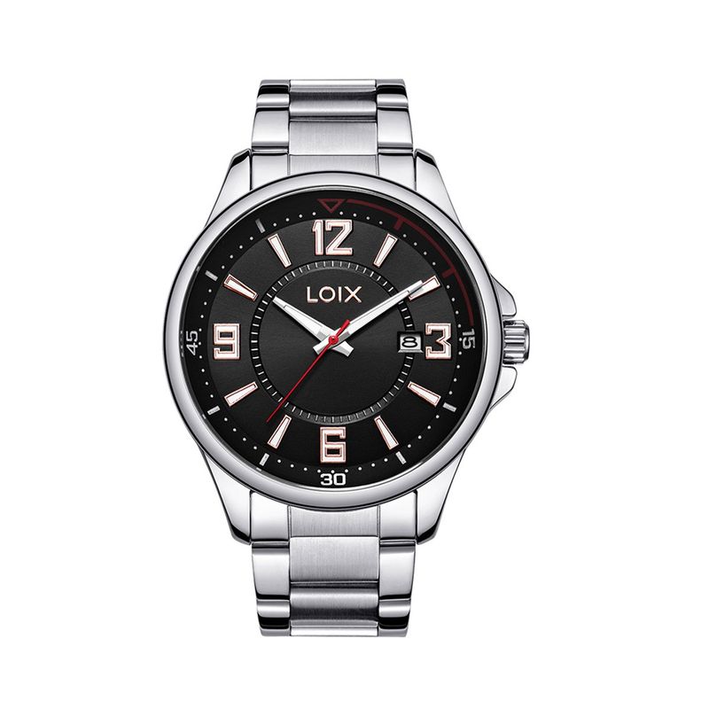 LOIX - Reloj hombre L2145-1 Plateado con tablero negro
