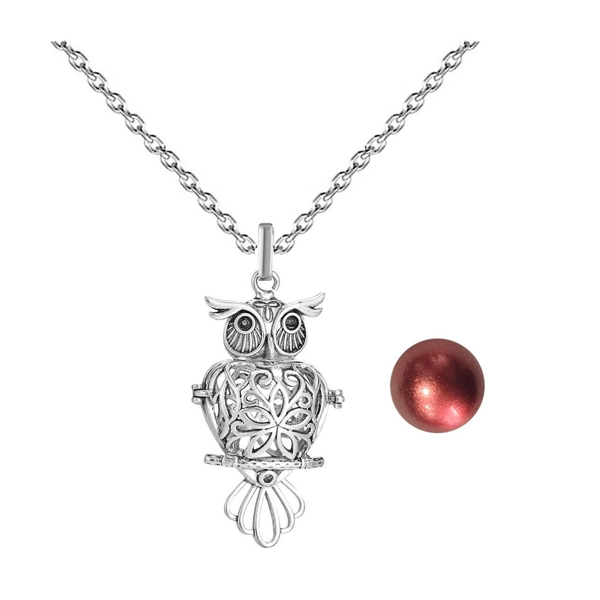 DAYOSHOP - Collar Llamador De Angel Buho Sabiduria Cascabel + Estuche