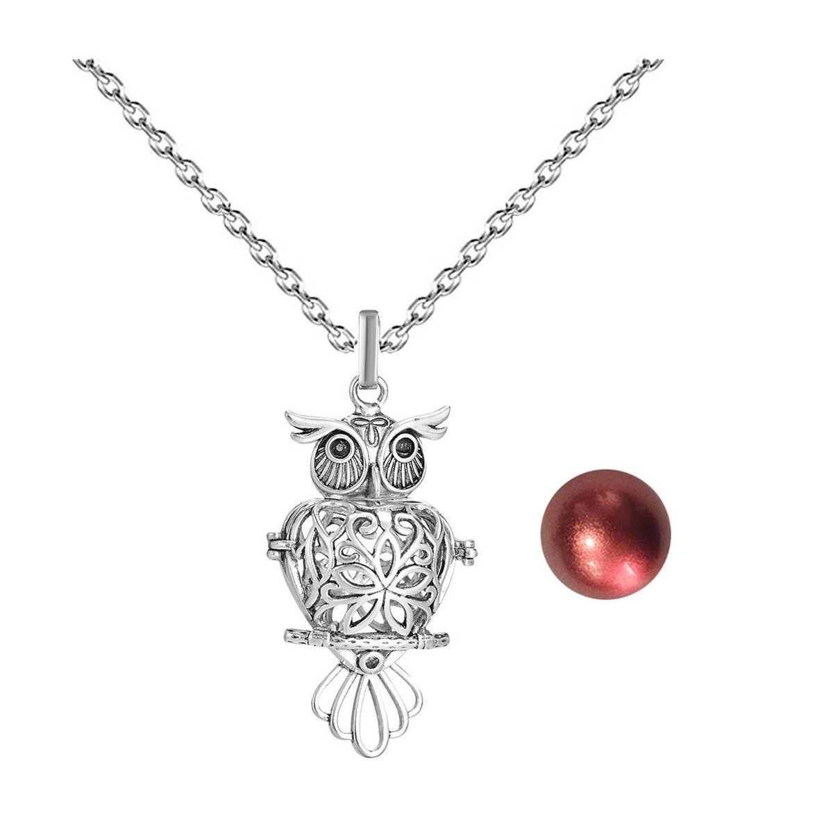 DAYOSHOP - Collar Llamador De Angel Buho Sabiduria Cascabel + Estuche