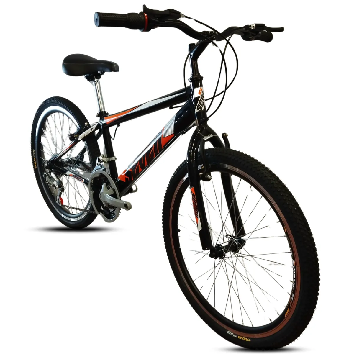 GENERICO - Bicicleta Todoterreno Niño Rin 24 Negro Naranja – Seven