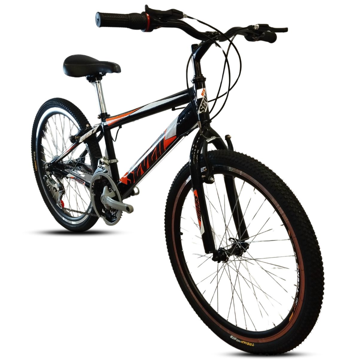 GENERICO - Bicicleta Todoterreno Niño Rin 24 Negro Naranja – Seven