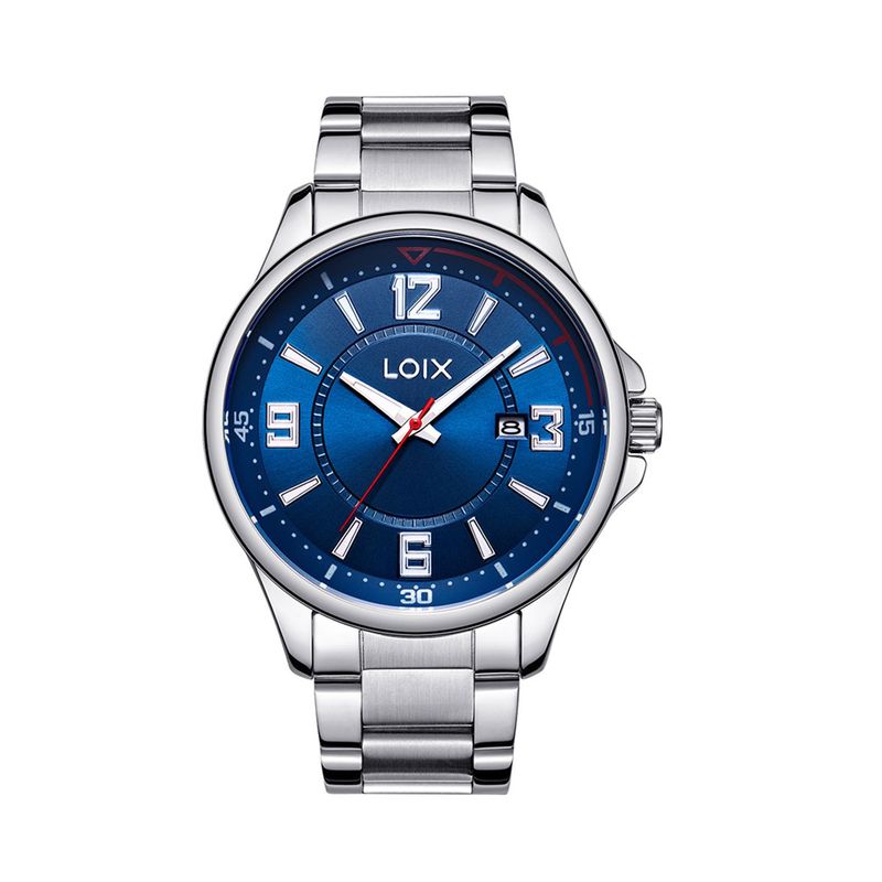 LOIX - Reloj hombre L2145-2 Plateado con tablero azul