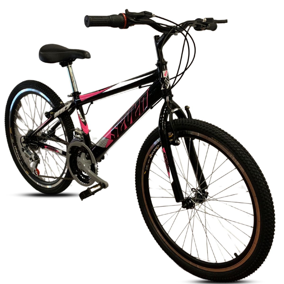 GENERICO - Bicicleta Todoterreno Niña Rin 24 Negro Rosa – Seven