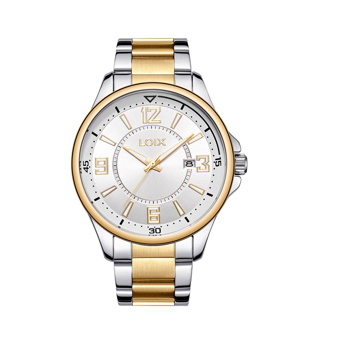 LOIX - Reloj hombre L2145-4 Plateado con dorado tablero plateado