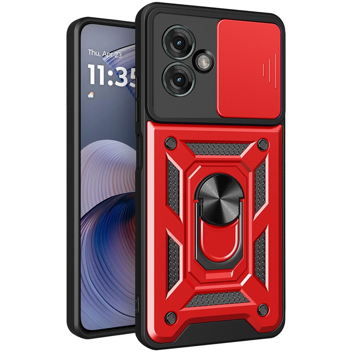 GENERICO - Funda Case Protector Cámara Slider Compatible Motorola G55 Rojo